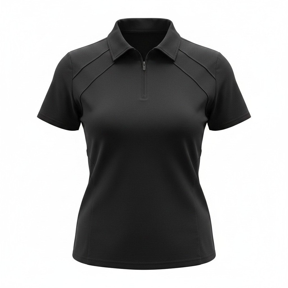 Quarter Zip Polo Shirt Womens Large Black Excellent Activewear Golf